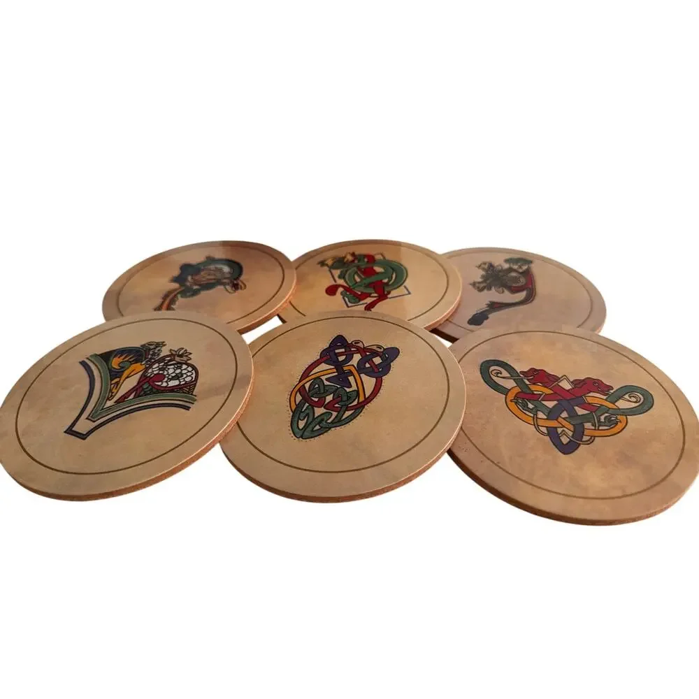 Vintage Connemara Bodhrans Casters - Set of 6 - Celtic Book of Kells